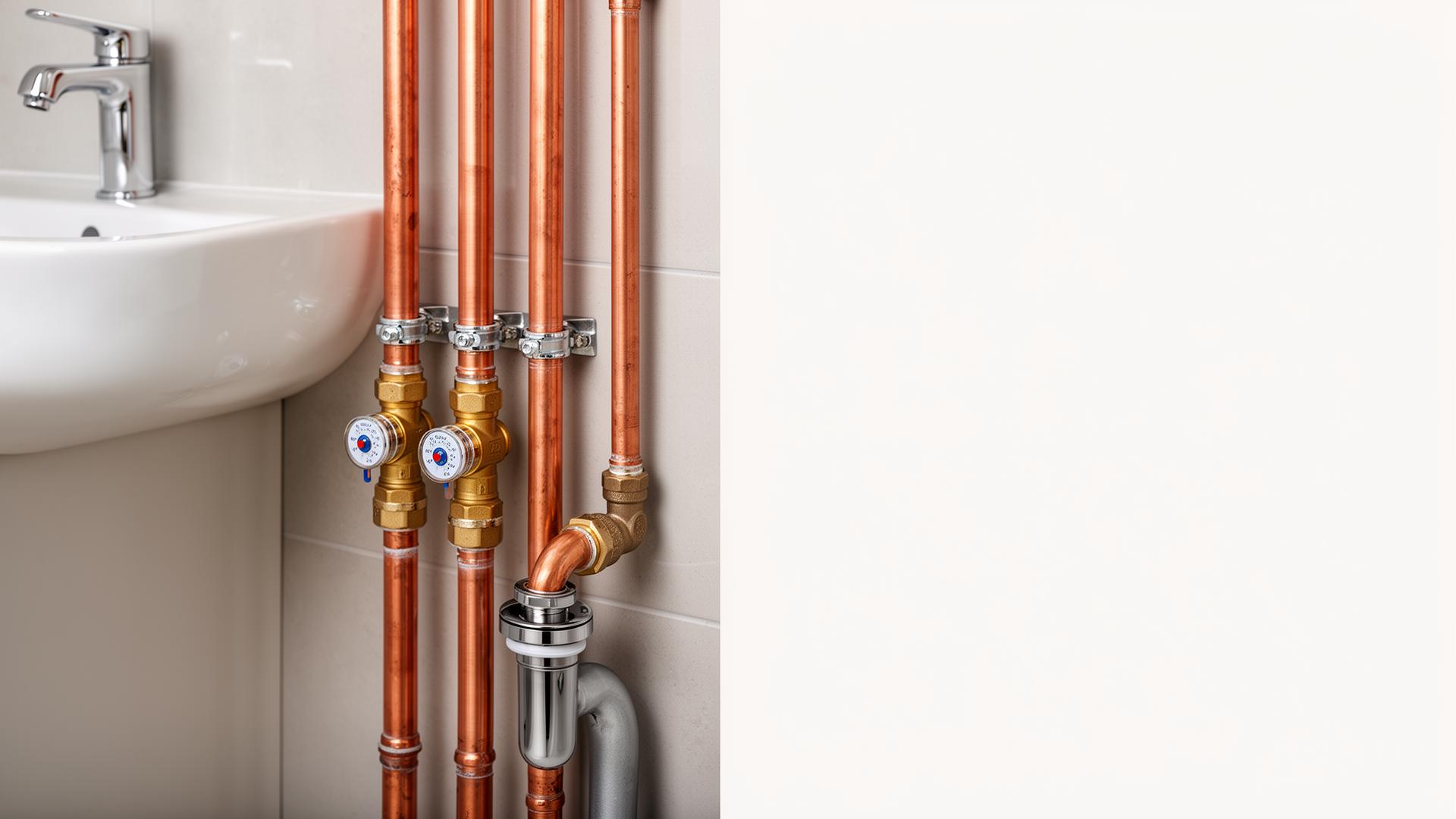 Professional plumbing pipework and basin waste installation in a UK home